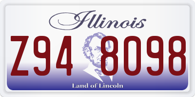 IL license plate Z948098