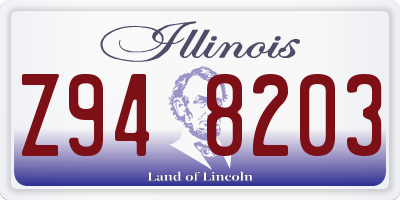 IL license plate Z948203