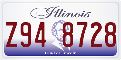 IL license plate Z948728