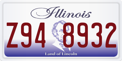 IL license plate Z948932