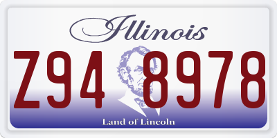 IL license plate Z948978