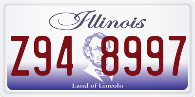 IL license plate Z948997