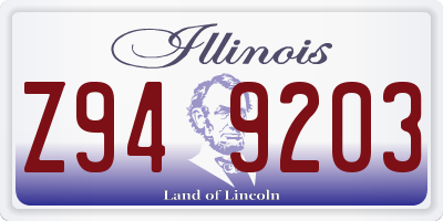 IL license plate Z949203