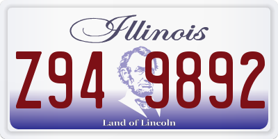 IL license plate Z949892