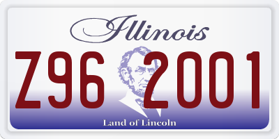 IL license plate Z962001