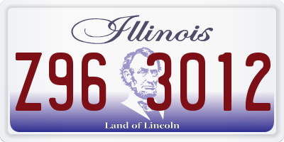 IL license plate Z963012