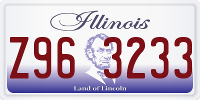 IL license plate Z963233