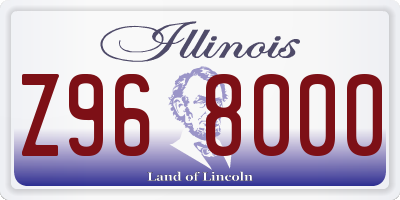 IL license plate Z968000
