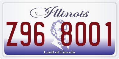 IL license plate Z968001