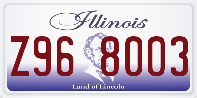 IL license plate Z968003
