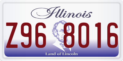 IL license plate Z968016