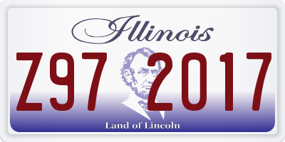 IL license plate Z972017