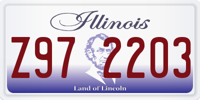 IL license plate Z972203