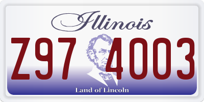 IL license plate Z974003