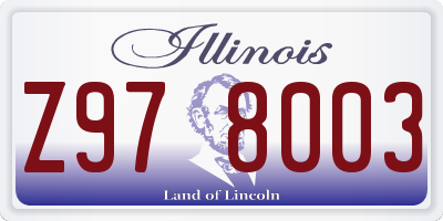 IL license plate Z978003