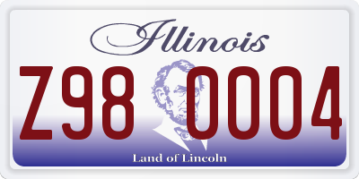 IL license plate Z980004