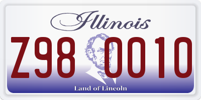 IL license plate Z980010