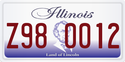 IL license plate Z980012