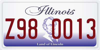 IL license plate Z980013