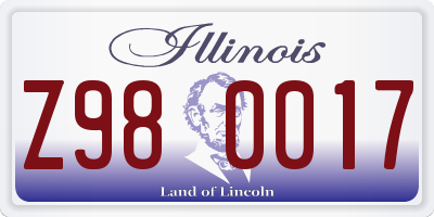 IL license plate Z980017