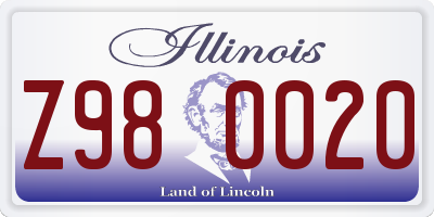 IL license plate Z980020