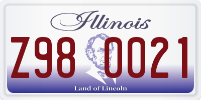 IL license plate Z980021
