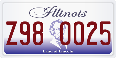 IL license plate Z980025