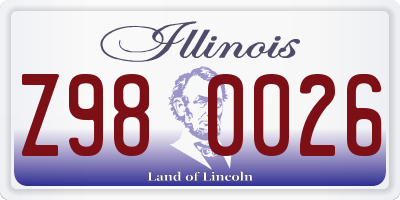 IL license plate Z980026