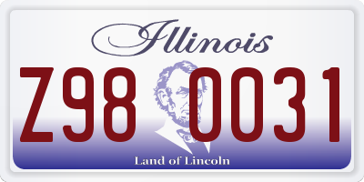 IL license plate Z980031