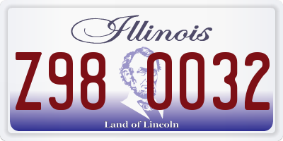 IL license plate Z980032