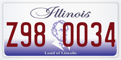 IL license plate Z980034