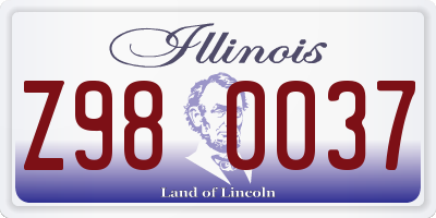IL license plate Z980037