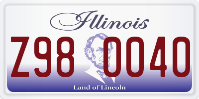 IL license plate Z980040