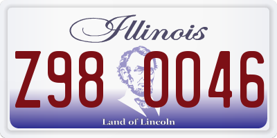 IL license plate Z980046