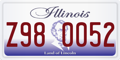 IL license plate Z980052