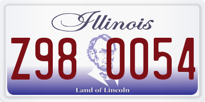 IL license plate Z980054