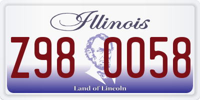 IL license plate Z980058