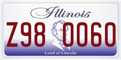 IL license plate Z980060