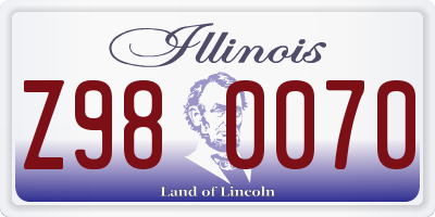 IL license plate Z980070
