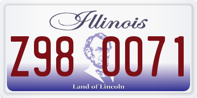 IL license plate Z980071