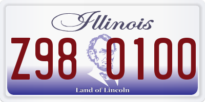 IL license plate Z980100