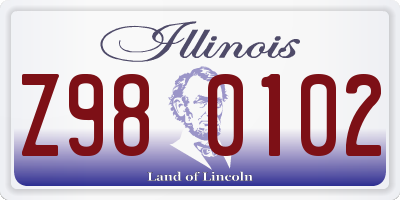IL license plate Z980102