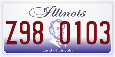 IL license plate Z980103