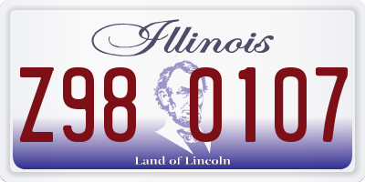 IL license plate Z980107