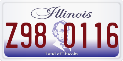 IL license plate Z980116