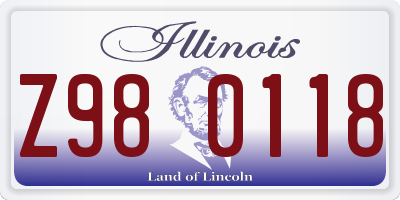 IL license plate Z980118
