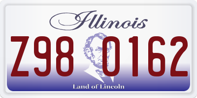 IL license plate Z980162