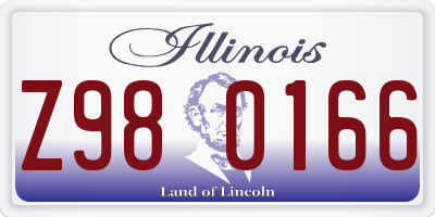 IL license plate Z980166
