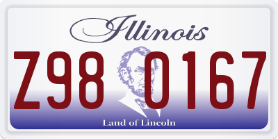 IL license plate Z980167
