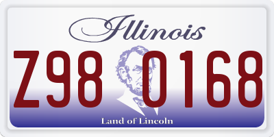 IL license plate Z980168